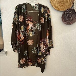 Umgee brown floral kimono XL/1X